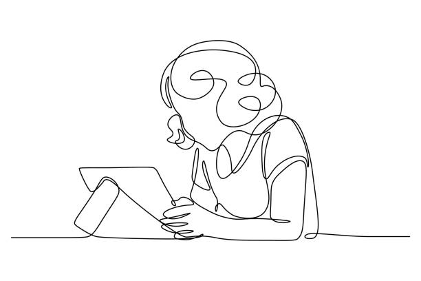 Girl researching
